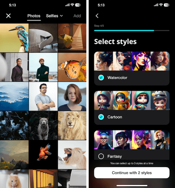 Select avatar styles