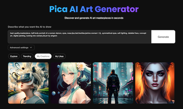 Best AI Image Generator From Text: Pica AI